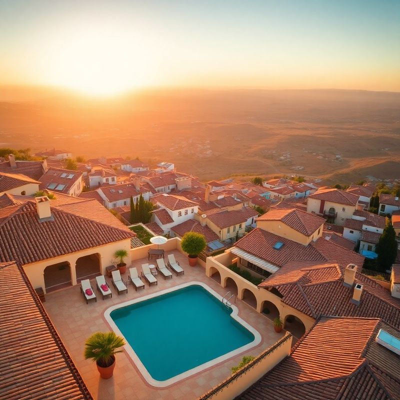 Aerial view of Murcian properties in amber-gold midday light